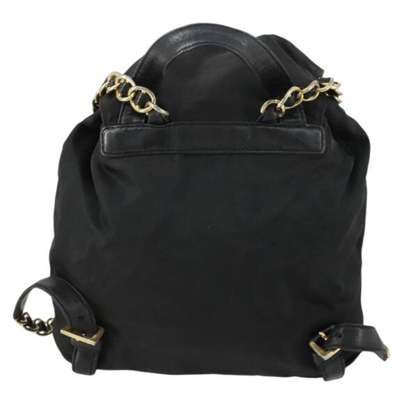 PRADA Backpack Nylon Black Gold Auth ka1273 main image 15